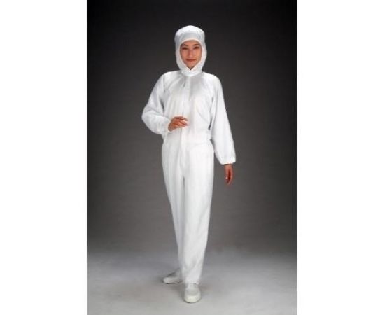 エスコ [L] クリーンルーム用フード付継ぎ服(白/センターファスナー) EA996DE-2 1着 (ご注文単位1着)【直送品】