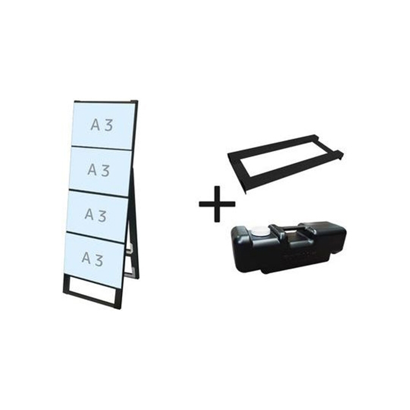 常磐精工 ブラックカードケーススタンド看板 A3横4片面 ウエイトアーム・水タンクセット BCCSK-A3Y4K-3SET 1個（ご注文単位1個）【直送品】