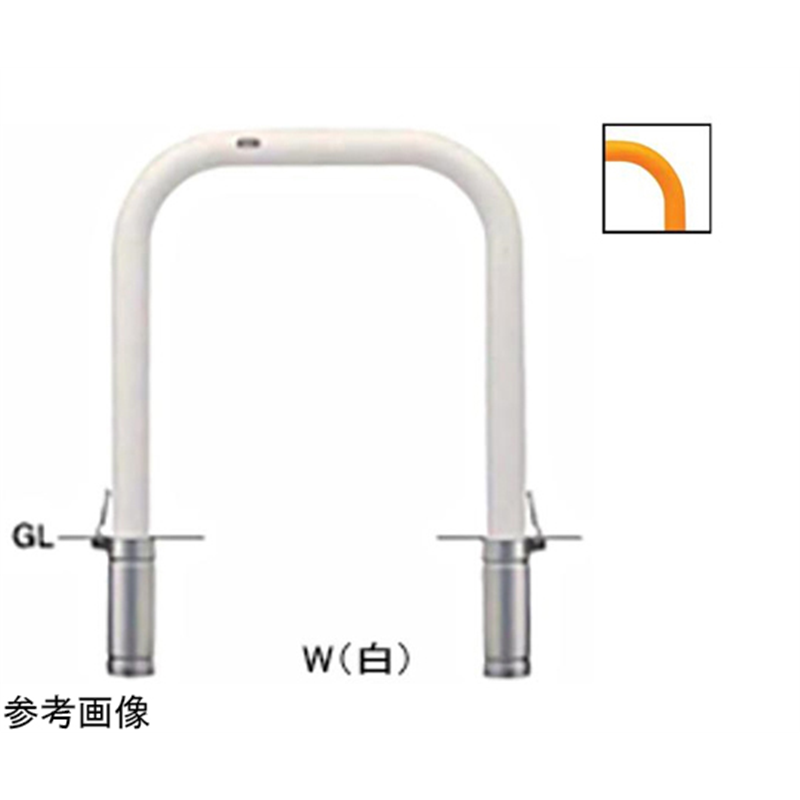 サンポール スチール製 アーチ型車止め 差込式フタ付 φ76.3(t3.2)×W750×H800mm 黄 FAA-8SF75-800(Y) 1台(ご注文単位1台)【直送品】