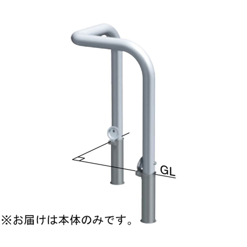 サンポール コーナーステンレス アーチ型車止め 差込式カギ付 交換用本体 φ60.5(t3.0)×W600×W600×H650mm AA-7SKR6-650 1台(ご注文単位1台)【直送品】