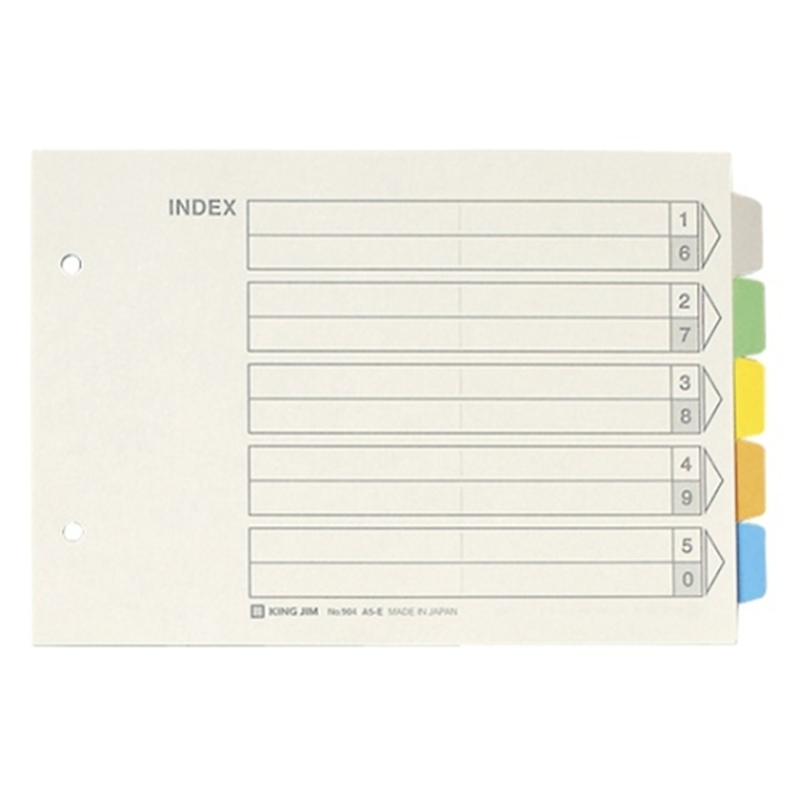 キングジム カラーインデックス A5ヨコ型 904 1冊(ご注文単位1冊)【直送品】