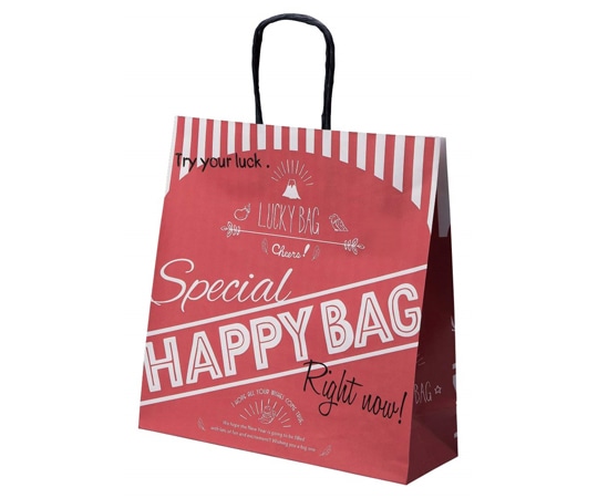 アズワン 福袋手提げ紙袋 ハッピーバッグ レッド 32×11×33cm 50枚入 38-151-4-2 1個(ご注文単位1個)【直送品】