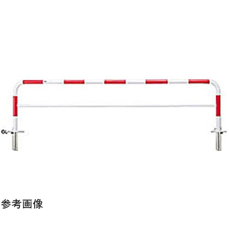 サンポール スチール製 アーチ型車止め(横桟付)差込式カギ付 φ60.5(t2.8)×W3000×H800mm 赤白 FAH-7SK30-800(RW) 1台(ご注文単位1台)【直送品】