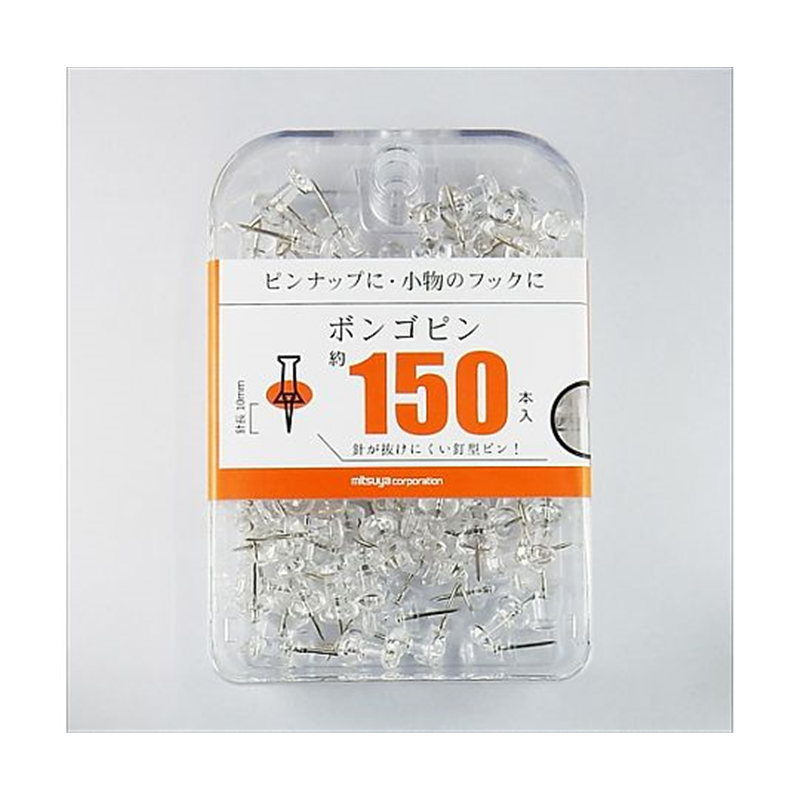 ミツヤ ボンゴピン透明 150本×3箱入 BX3-PBTM 1ケース（ご注文単位1ケース）【直送品】