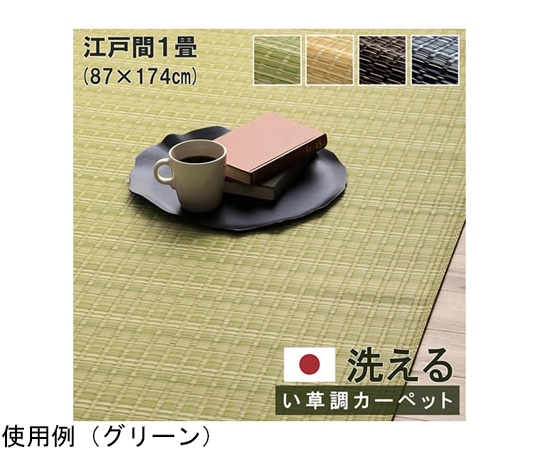 イケヒコ・コーポレーション 洗える カーペット ラグ 国産 除菌スプレー対応 アウトドア ペット 江戸間1畳 グリーン 1090030120802 1枚（ご注文単位1枚）【直送品】