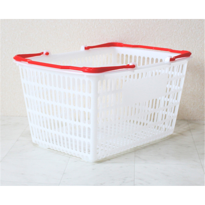 大和産業 買い物かご ナチュラル把手レッド 5個入 SL-7 1セット（ご注文単位1セット）【直送品】