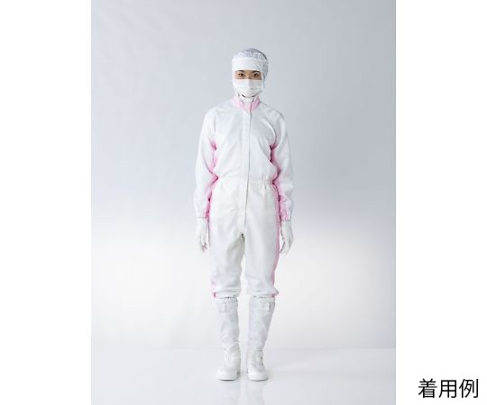 東洋リントフリー クリーンルーム用ツナギ服 ホワイト×ピンク 5L FC132B-14 5L 1枚 (ご注文単位1枚)【直送品】