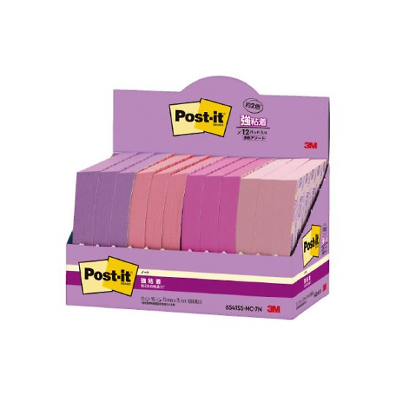 強粘着マルチカラー7 75×75 4色 12冊 6541SS-MC-7N 1箱（ご注文単位1箱）【直送品】