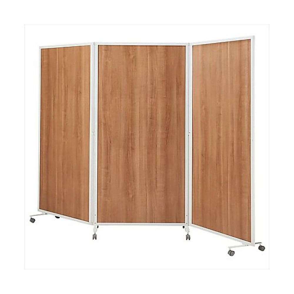 カグクロ 折畳式3連パーティション ホワイト×木目ナチュラル HPF-0703327-NA 1台(ご注文単位1台)【直送品】