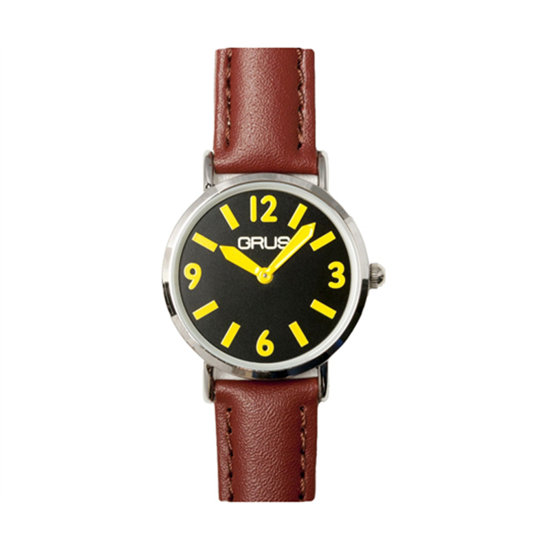 GRUS(グルス) グルス ロービジョンウォッチ レディース ブラック×イエロー アラビア&バーインデックス GRS007-02 1個(ご注文単位1個)【直送品】