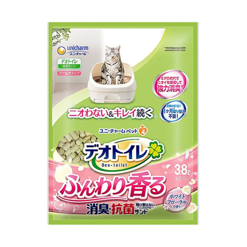 ユニ・チャーム デオトイレ ふんわり香る消臭・抗菌サンド ホワイトフローラルの香り 3.8L 67588 1袋（ご注文単位1袋）【直送品】