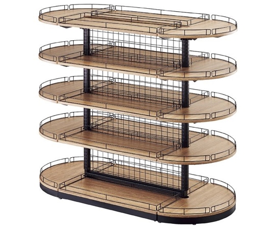 ストア・エキスプレス Rエンドユニット 両エンド 欄干付き木棚(D35cm)+ステージセット 61-669-17-1 1セット（ご注文単位1セット）【直送品】
