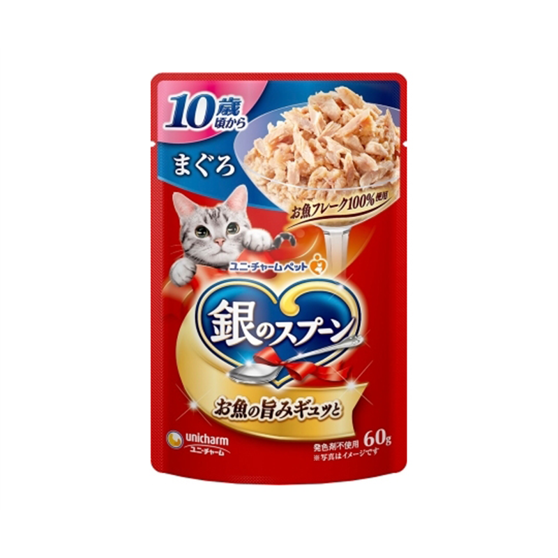 ユニ・チャーム 銀のスプーン パウチ 10歳頃から まぐろ 60g  1個（ご注文単位1個）【直送品】