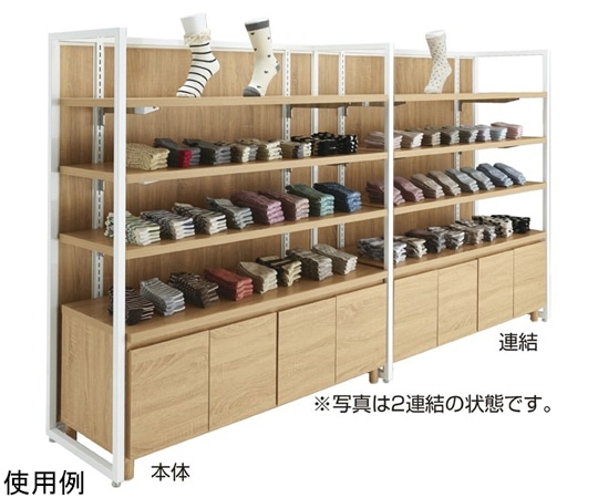 ストア・エキスプレス UR中央片面ラスティック柄パネルタイプ W120×H135cm ホワイト 2連結・木棚・収納ボックス付きセット 61-669-6-1 1セット（ご注文単位1セット）【直送品】