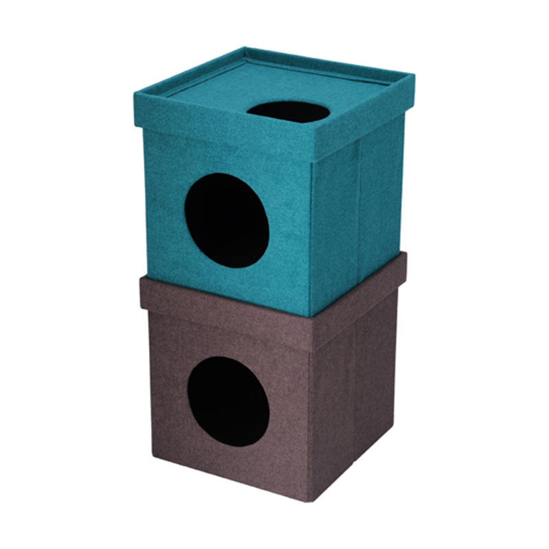 不二貿易 ペットハウスキューブ2段 BL/BR 53712 1個（ご注文単位1個）【直送品】