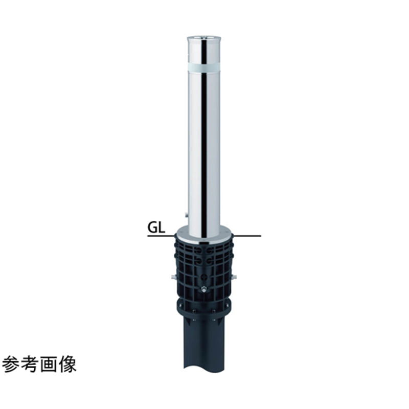 サンポール リフター ステンレス 上下式車止め エンド用 ワンタッチロック付 φ114.3 LA-12LC-E 1本(ご注文単位1本)【直送品】