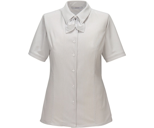 カーシーカシマ ENJOY 半袖ブラウス TRICOT STRIPE KNIT グレー 13号 ESB878 1枚（ご注文単位1枚）【直送品】