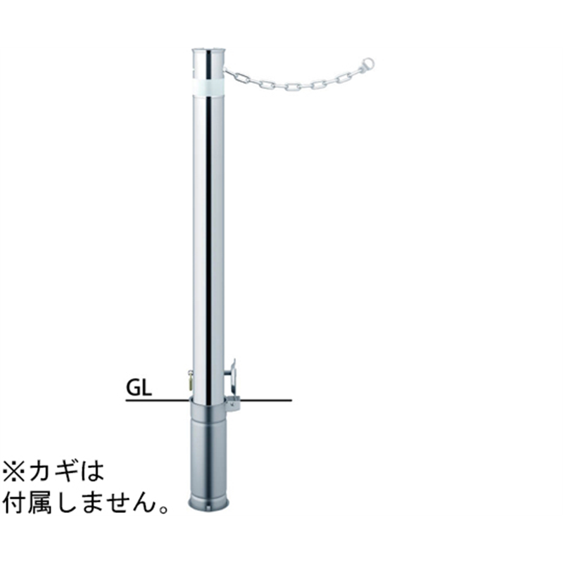 サンポール ロングリフター ステンレス 車止め 鎖内蔵 φ76.3 交換用本体 LAH-8SKC 1本(ご注文単位1本)【直送品】