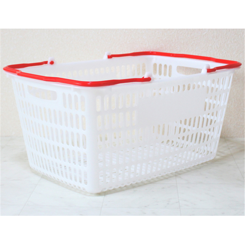 大和産業 買い物かご ナチュラル把手レッド 5個入 SL-20 1セット（ご注文単位1セット）【直送品】