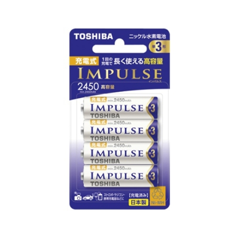 東芝 ニッケル水素電池 充電式インパルス TNH-3AH 4P 1パック(ご注文単位1パック)【直送品】