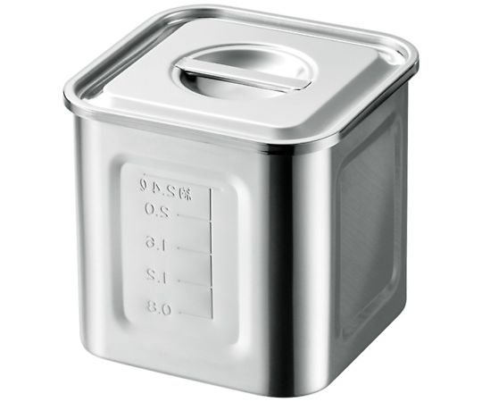 赤川器物製作所 18-8 目盛付角キッチンポット 9cm #12090 1個（ご注文単位1個）【直送品】