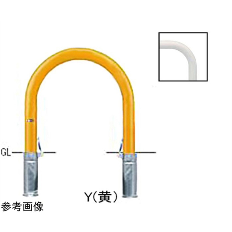 サンポール スチール製 アーチ型車止め 差込式フタ付 φ76.3(t3.2)×WP600×H650mm 白 FAC-8SF(W) 1台(ご注文単位1台)【直送品】