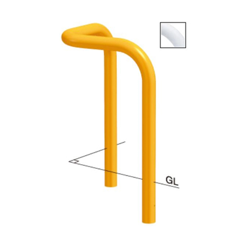 サンポール スチール製 コーナーアーチ型車止め 固定式 φ76.3(t3.2)×W700×W700×H800mm FAA-8UR7-800(Y) 1台(ご注文単位1台)【直送品】