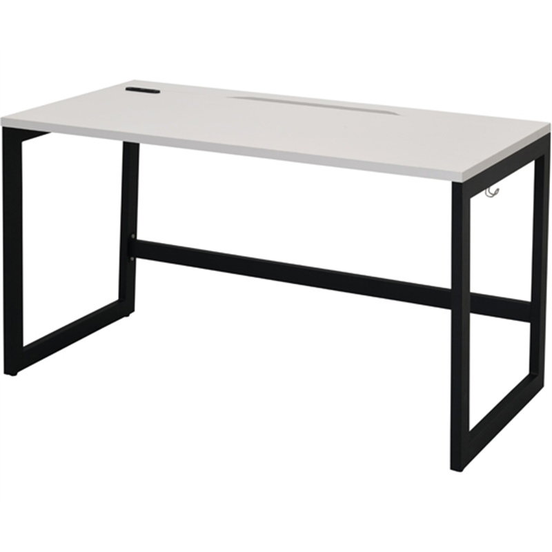 アール・エフ・ヤマカワ リスム デスク W1200×D600 ホワイト×ブラック脚 2ヶ口コンセント付き RFFLD-1260WH-BL 1台(ご注文単位1台)【直送品】