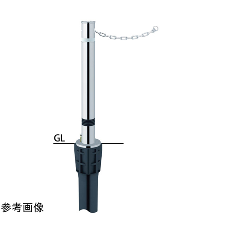 サンポール リフター ステンレス 上下式車止め(バリアフリータイプ)鎖内蔵 カギ付 スプリング付 φ76.3 LA-8KCS-BF 1本(ご注文単位1本)【直送品】