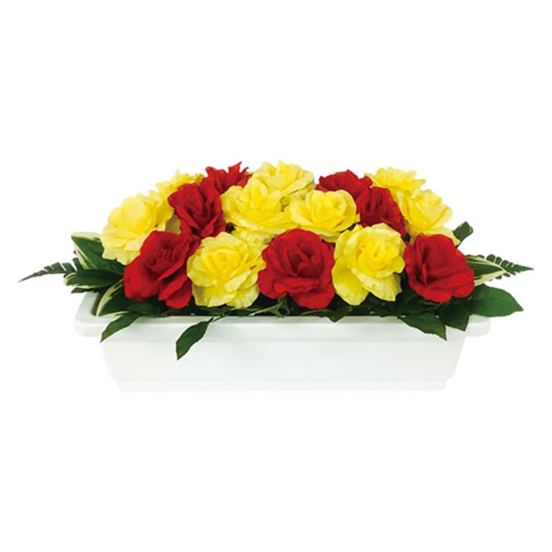 アズワン 造花プランター 白 バラ(赤・黄) 935-021 1個(ご注文単位1個)【直送品】