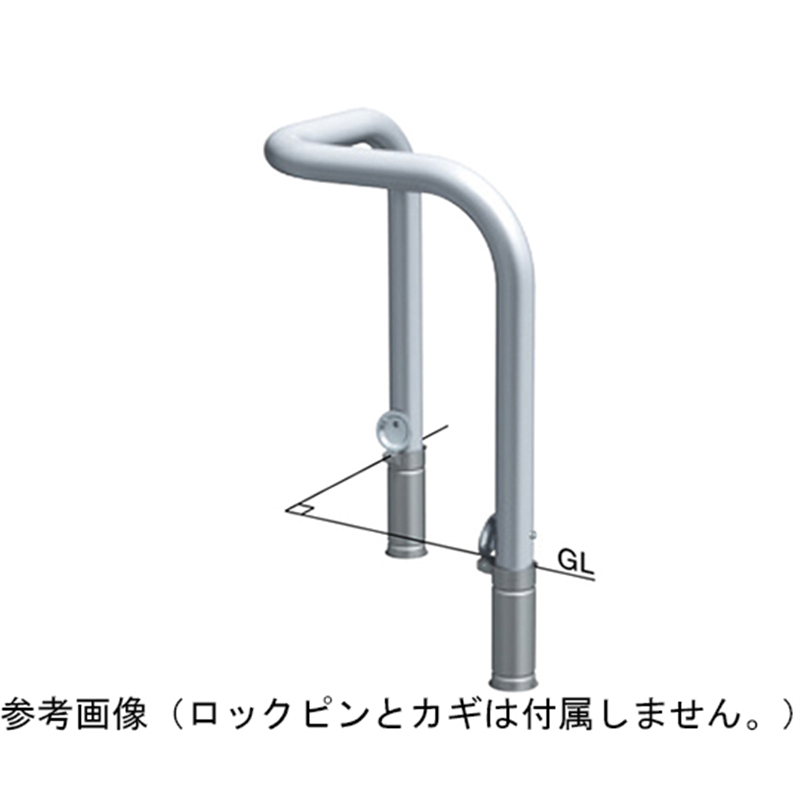 サンポール ステンレス コーナーアーチ 車止め 差込式カギ付 交換用本体 φ76.3(t3.0)×W700×W700×H800mm AA-8SKR7-800 1台(ご注文単位1台)【直送品】