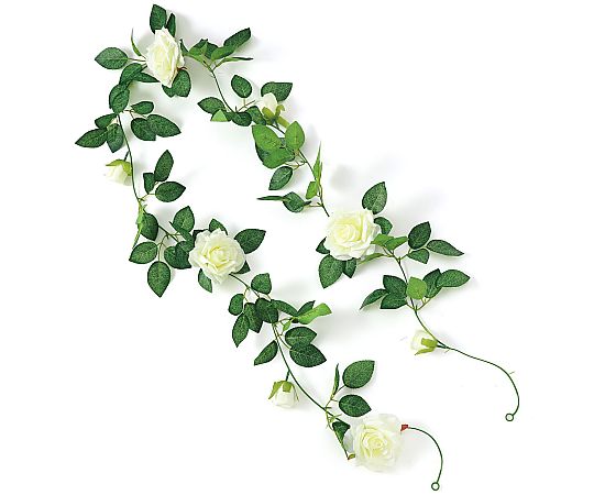 アーテック フェイクグリーン ガーランド バラ 白 75216 1個(ご注文単位1個)【直送品】