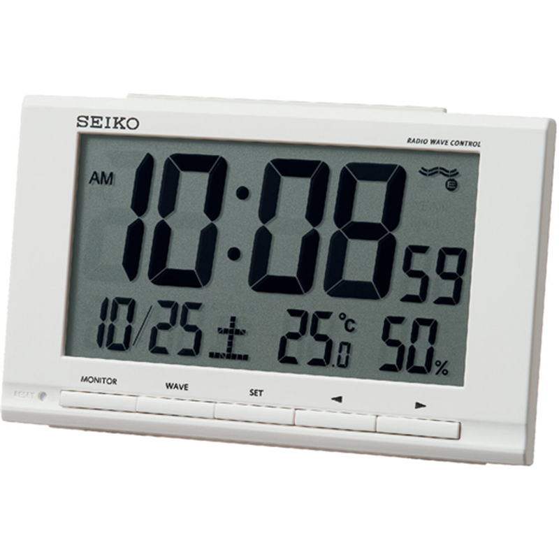 セイコー 電波デジタル目覚まし時計 91×148×47mm 白 SQ789W 1個(ご注文単位1個)【直送品】
