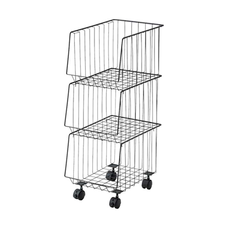 東谷 スタッキングワゴン3D ブラック AKB-438BK 1個（ご注文単位1個）【直送品】