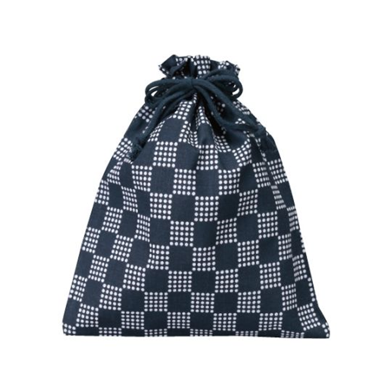 三和 和風柄巾着 大 市松柄 ネイビー 1箱(500枚入) SW2126-3DB 1箱(ご注文単位1箱)【直送品】