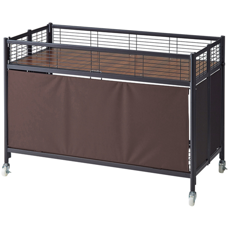 アズワン 中折れワゴン ブラック×ブラウンテント W120cm 61-797-48-2 1台（ご注文単位1台）【直送品】