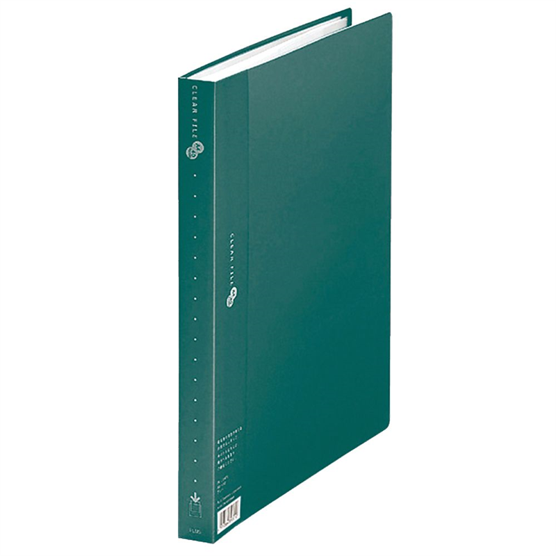 プラス クリアーファイル 40P A4S グリーン FC-124EL GR 1冊(ご注文単位1冊)【直送品】