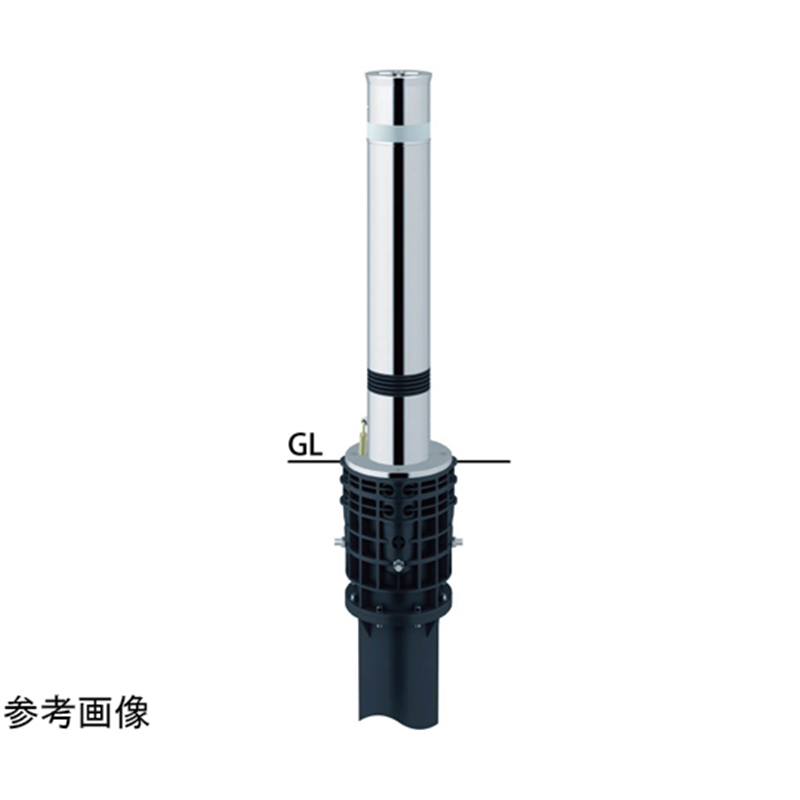 サンポール リフター ステンレス 上下式車止め エンド用 カギ付 スプリング付 φ114.3 LA-12KCS-E 1本(ご注文単位1本)【直送品】