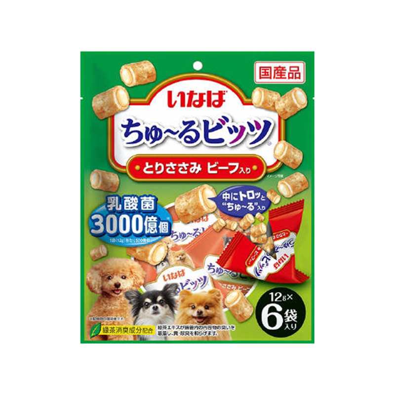 いなばペットフード ちゅ~るビッツ 3000億 ビ~フ 12g×6本入 DS-322 1袋（ご注文単位1袋）【直送品】