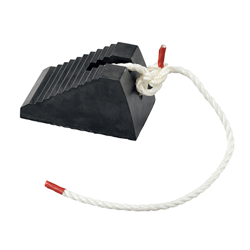 日本緑十字社 タイヤストッパー(輪止め) 乗用車用(2t車迄) 黒 タイヤストッパー4 ロープ0.95m付き 天然ゴム製 120004 1個(ご注文単位1個)【直送品】