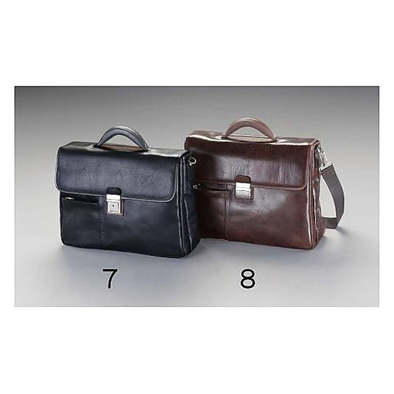 エスコ 400x120x300mm ビジネスバッグ(本革製/ブラウン) EA927TA-8 1個(ご注文単位1個)【直送品】