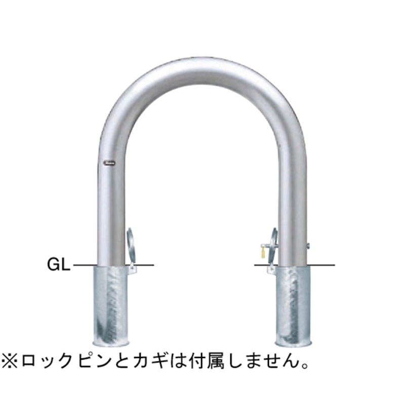 サンポール ステンレス アーチ型車止め 差込式カギ付 交換用本体 φ101.6(t4.0)×W720×H700mm AC-11SK 1台(ご注文単位1台)【直送品】