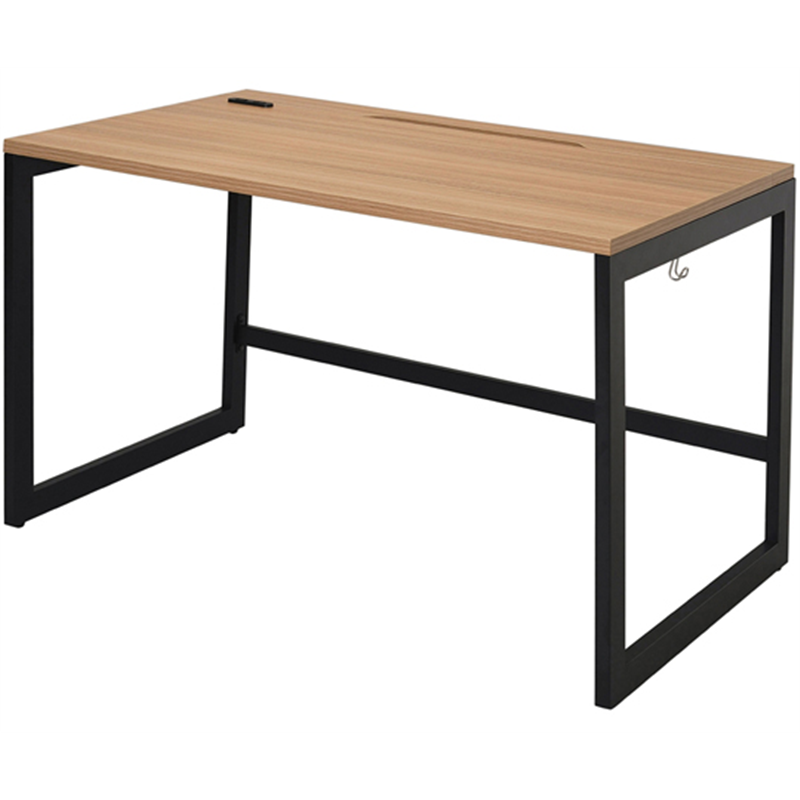 アール・エフ・ヤマカワ リスム デスク W1200×D700 ウォルナット×ブラック脚 2ヶ口コンセント付き RFFLD-1270DM-BL 1台(ご注文単位1台)【直送品】