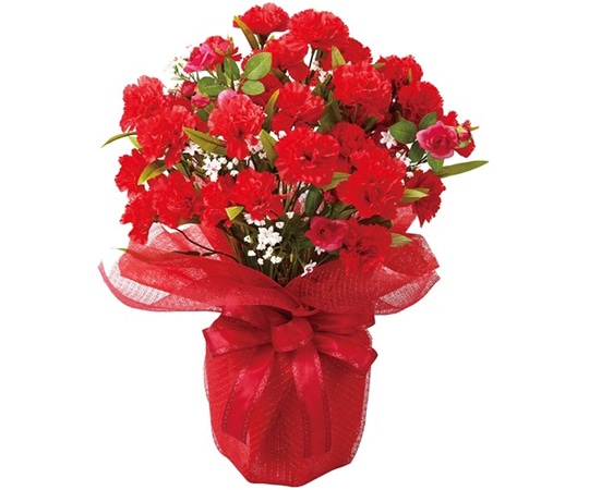 アズワン カーネーション 母の日アレンジ(造花)H52cm レッド 23-50-4-1 1個(ご注文単位1個)【直送品】