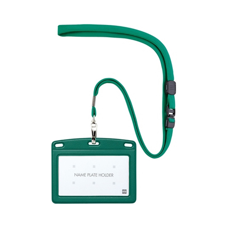 オープン工業 吊り下げ名札 レザー調 ヨコ名刺 1枚 緑 N-123P-GN 1個(ご注文単位1個)【直送品】
