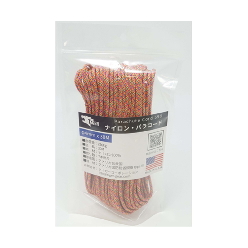 TIGER（タイガー） パラコード ジェリービーンズ 30m×4mm S-2281c 1本（ご注文単位1本）【直送品】