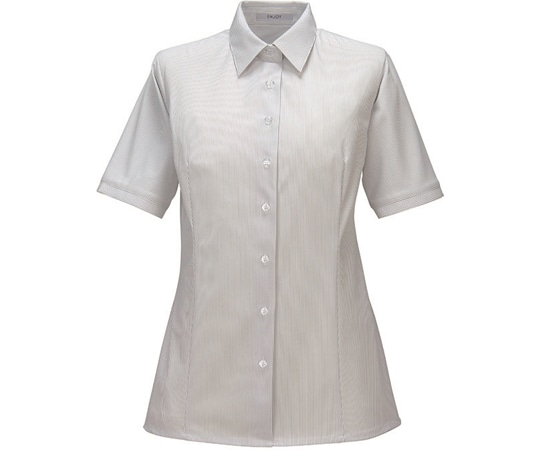 カーシーカシマ ENJOY 半袖シャツブラウス TRICOT STRIPE KNIT グレー 19号 ESB877 1枚（ご注文単位1枚）【直送品】