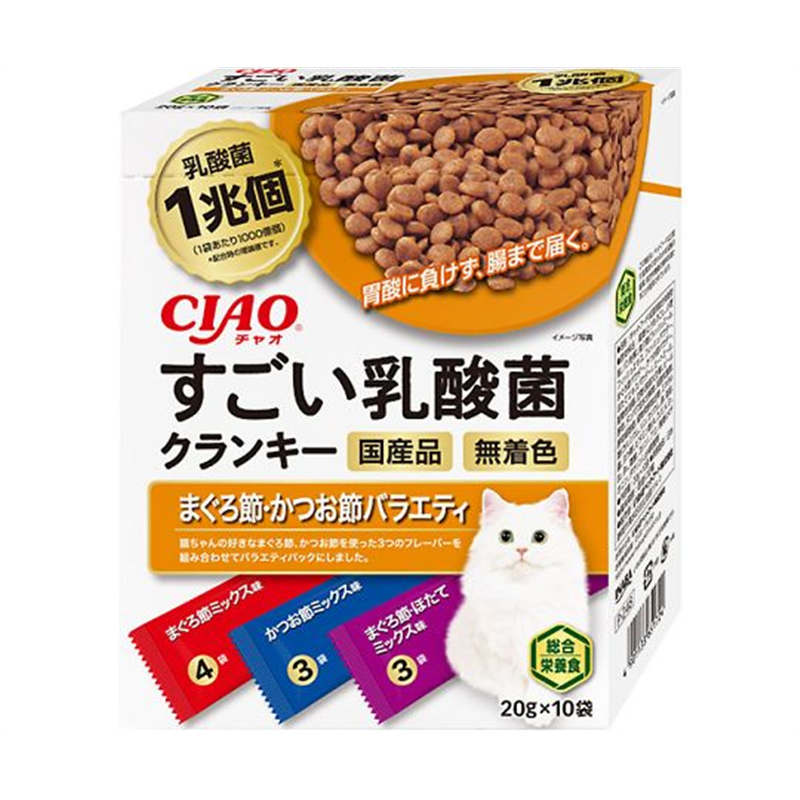いなばペットフード すごい乳酸菌クランキー まぐろ節・かつお節バラエティー 200g 1箱(10袋入) P-248 1箱（ご注文単位1箱）【直送品】