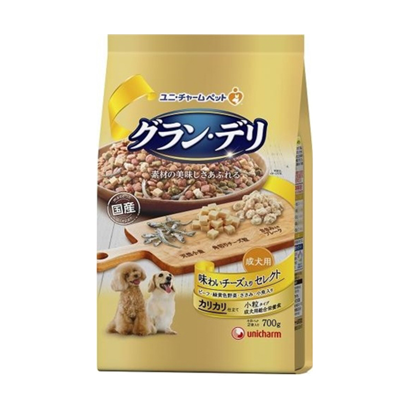 ユニ・チャーム グラン・デリカリカリ仕立て 成犬用 味わいチーズ入りセレクト 700g  1個（ご注文単位1個）【直送品】