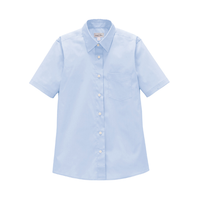 ボンマックス レディスレギュラーカラー半袖ブラウス サックス 5G FB4050L 1枚（ご注文単位1枚）【直送品】